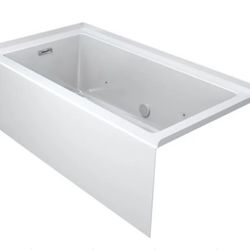 Jacuzzi Linea 60" x 30" Three Wall Alcove Soaking Bathtub with Left Drain