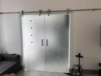 Modern Frosted Glass Sliding Glass Doors – 80” x 72”