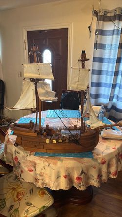 Wooden Tall Ship Model with Sails