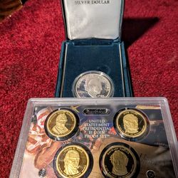 Eisenhower Silver Coins And Four Presidential Coins