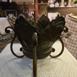 Large Metal Ornate Centerpiece With Leaf Design 