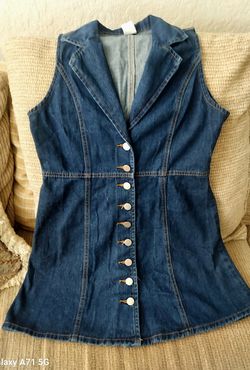 Button-Down Sleeveless Denim Vest Dress