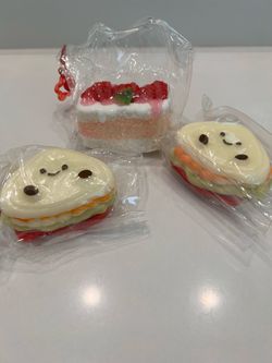 Cute Kawaii Squishy Toys Set of 3 (Sandwich & Cake)