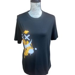 t-shirt yellow and white graphic design