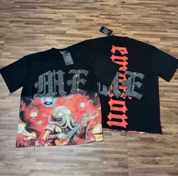 Red and Black mixed emotions Graphic T-Shirt with Rhinestone Lettering