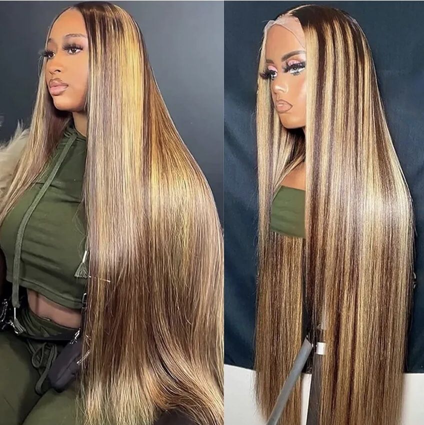 Lace front wig 13x6 honey blonde highlight #4/27, 26in , transparent lace, 180d