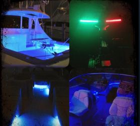 LED Light Boat Set Red/Green Bow + Blue