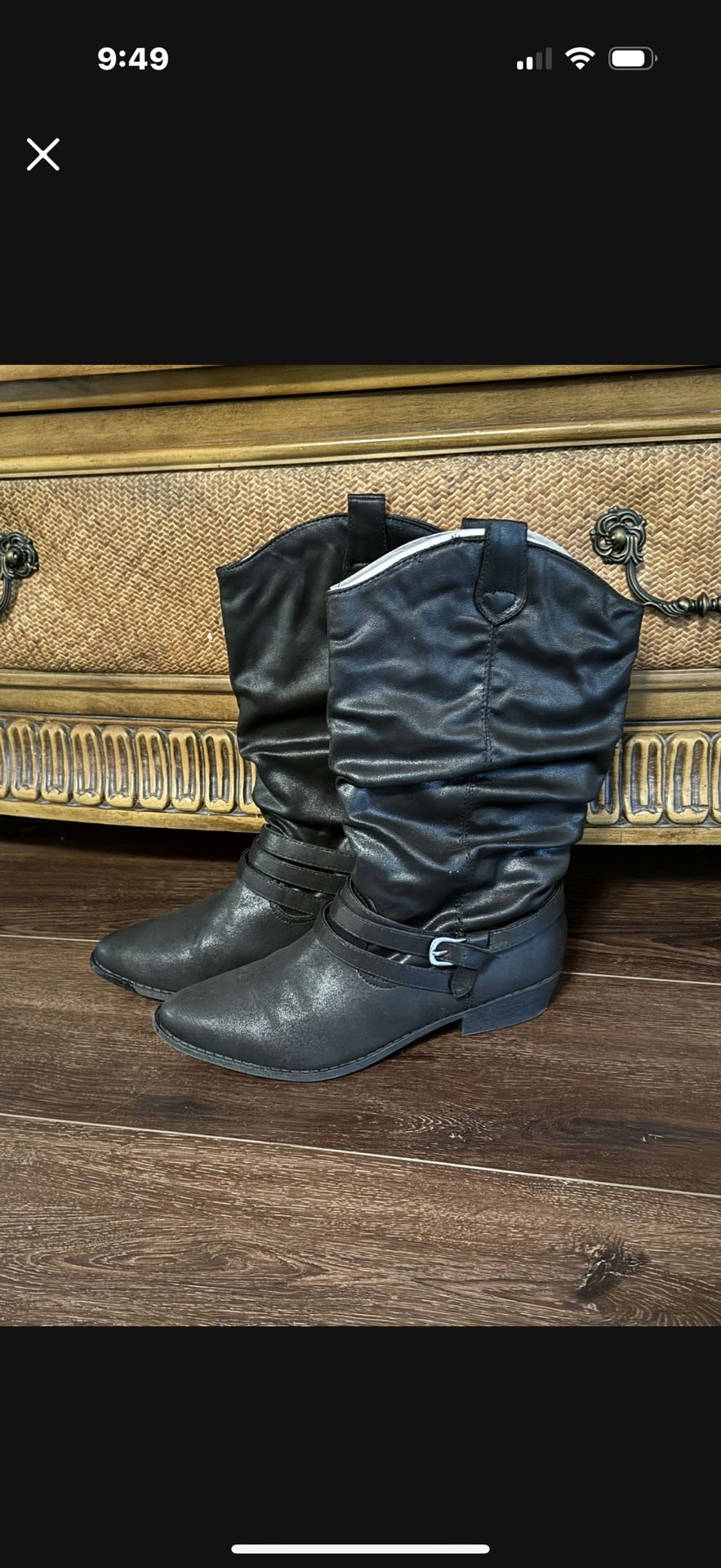 Woman’s Western Style Boots, Black, Size 10