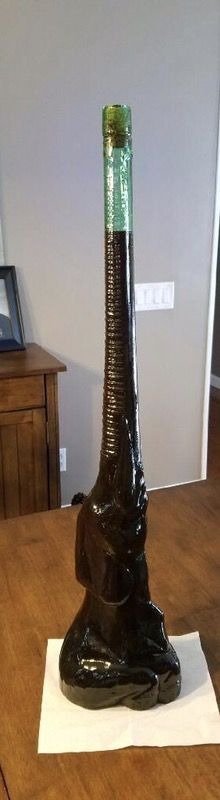 Giant Vintage Elephant Figural Chianti Green Glass Wine Bottle. 40-50 Years Old and Very Rare!!!