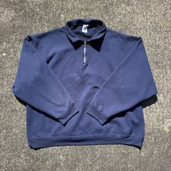 Navy Blue Jerzees Quarter Zip Sweatshirt Size XXL 