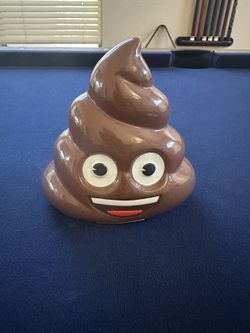 Poop Emoji ceramic piggy bank with stopper 5”