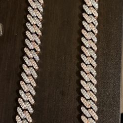Cuban Link Chain ( 12mm Rose Gold And Silver )