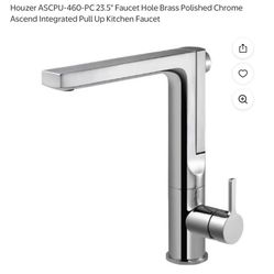 Houzer ASCPU-460-PC 23.5" Faucet Hole Brass Polished Chrome Ascend Integrated Pull Up Kitchen Faucet