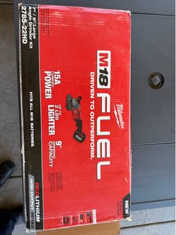 9 in grinder- Milwaukee Cordless, M18 fuels