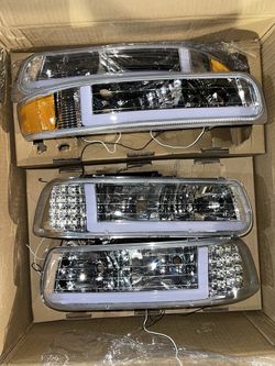 99-02 Chevrolet silverado 00-06 Tahoe chrome amber reflector 4pcs headlights Farros Cuartos Focos Luces led drl
