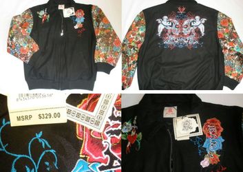 Ed hardy style Kanji designer genuine leather jacket coat brand new with tags! Only $25. Original price $329.00!