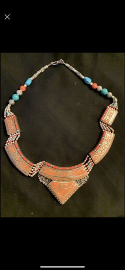 Tibetan Natural Turquoise & Coral Beautiful Necklace