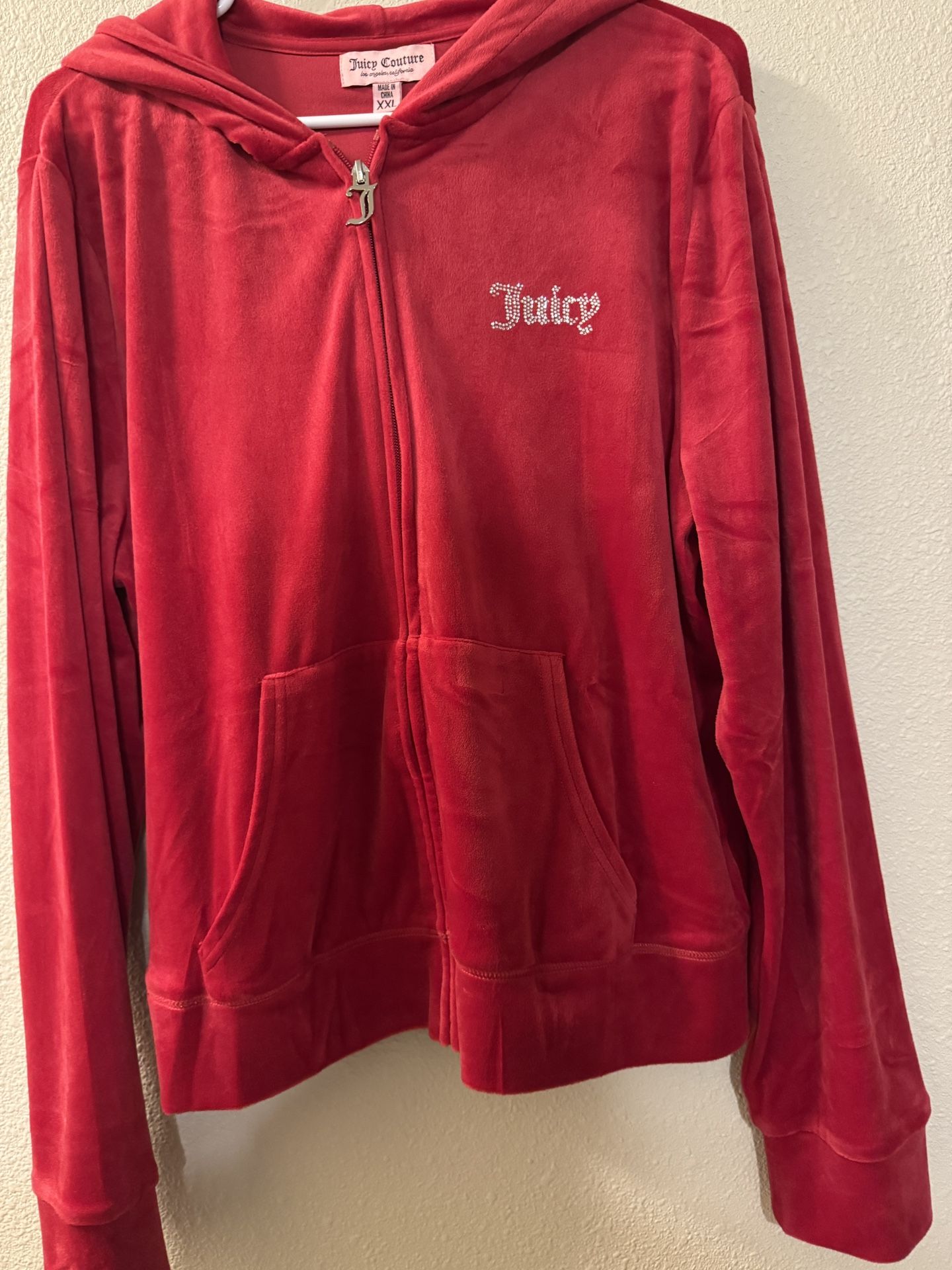 Juicy Couture Red Velour Women Zip Up Jacket Size XXL U12