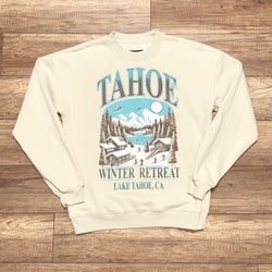 Lake Tahoe California State Of Mine Destination Beige Fleece Sweatshirt Adult S