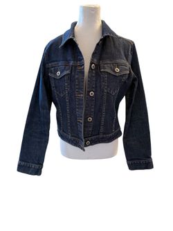 Ann Taylor Classic Dark Blue Denim Jacket - Women's Casual, Size M