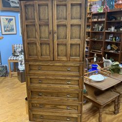 Vintage Tall Chest Of Drawers With Cabinet 