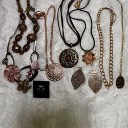 Lot Of 10 Costume Made Bronze And Gold Tone Jewelry Pieces 