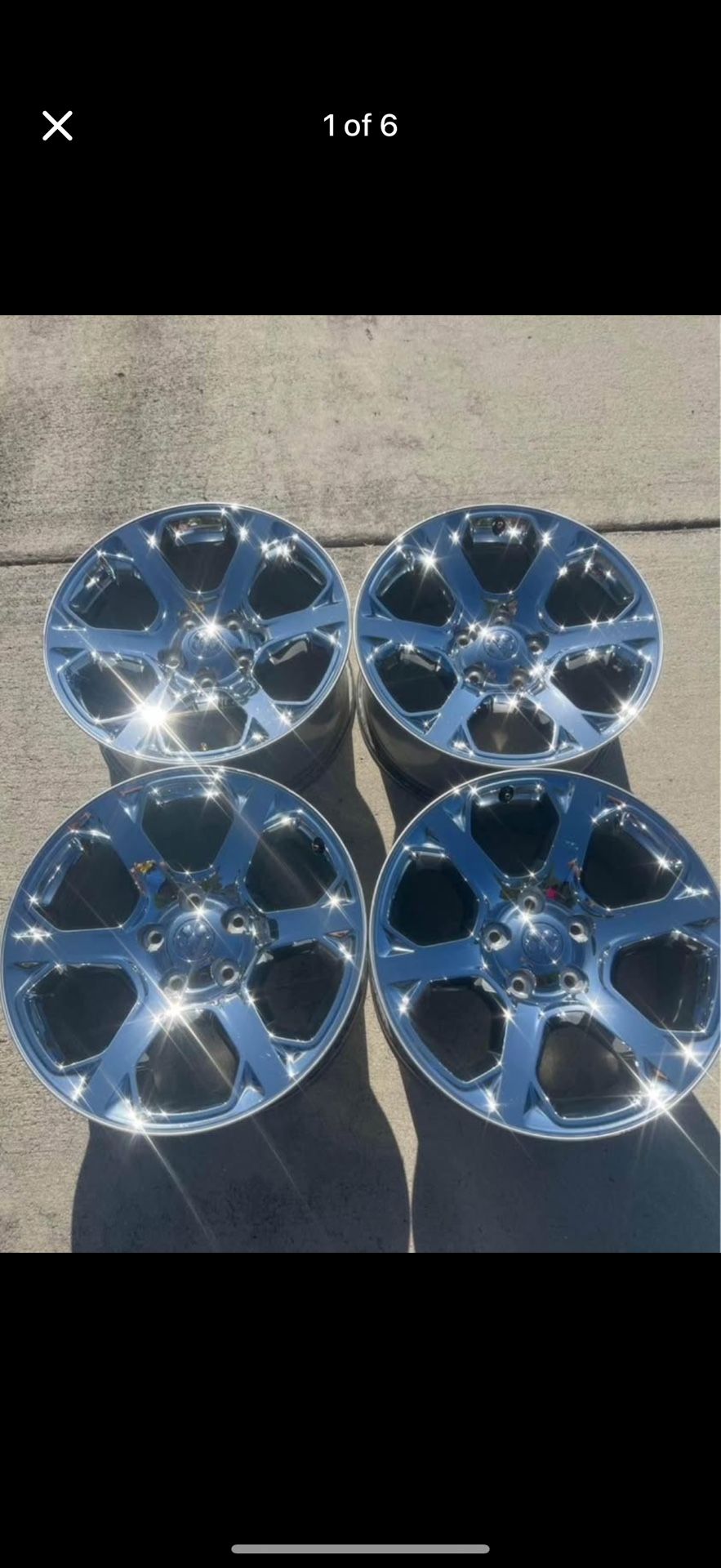 Set Of Four R20x9 Chrome 6 Spoke 5 Lug OEM Wheel Rims For Ram 1500 Years 2013-2022
