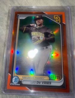 2024 Bowman Chrome Prospects Leo De Vries #’d /25 🍊Orange Refractor🔥