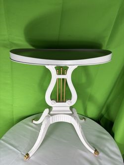 Vintage Harp Side Table Painted White