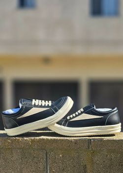 RICK OWENS Vintage Suede-Trimmed Leather and Rubber Sneakers