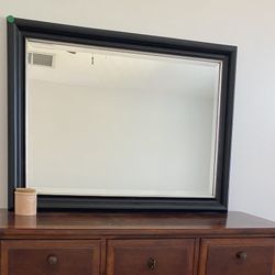 Mirror with Black and Silver Frame