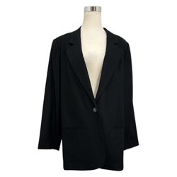 Sag Harbor Women's Black 100% Wool Blazer Jacket 18W One Button Closure Vintage