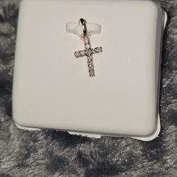 Natural Diamond 14k Gold Cross