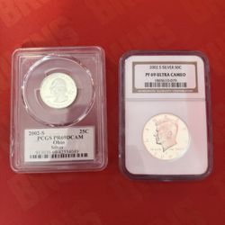 2002 Silver Ohio Quarter - 2002 Silver PF Ultra Cameo Half Dollar