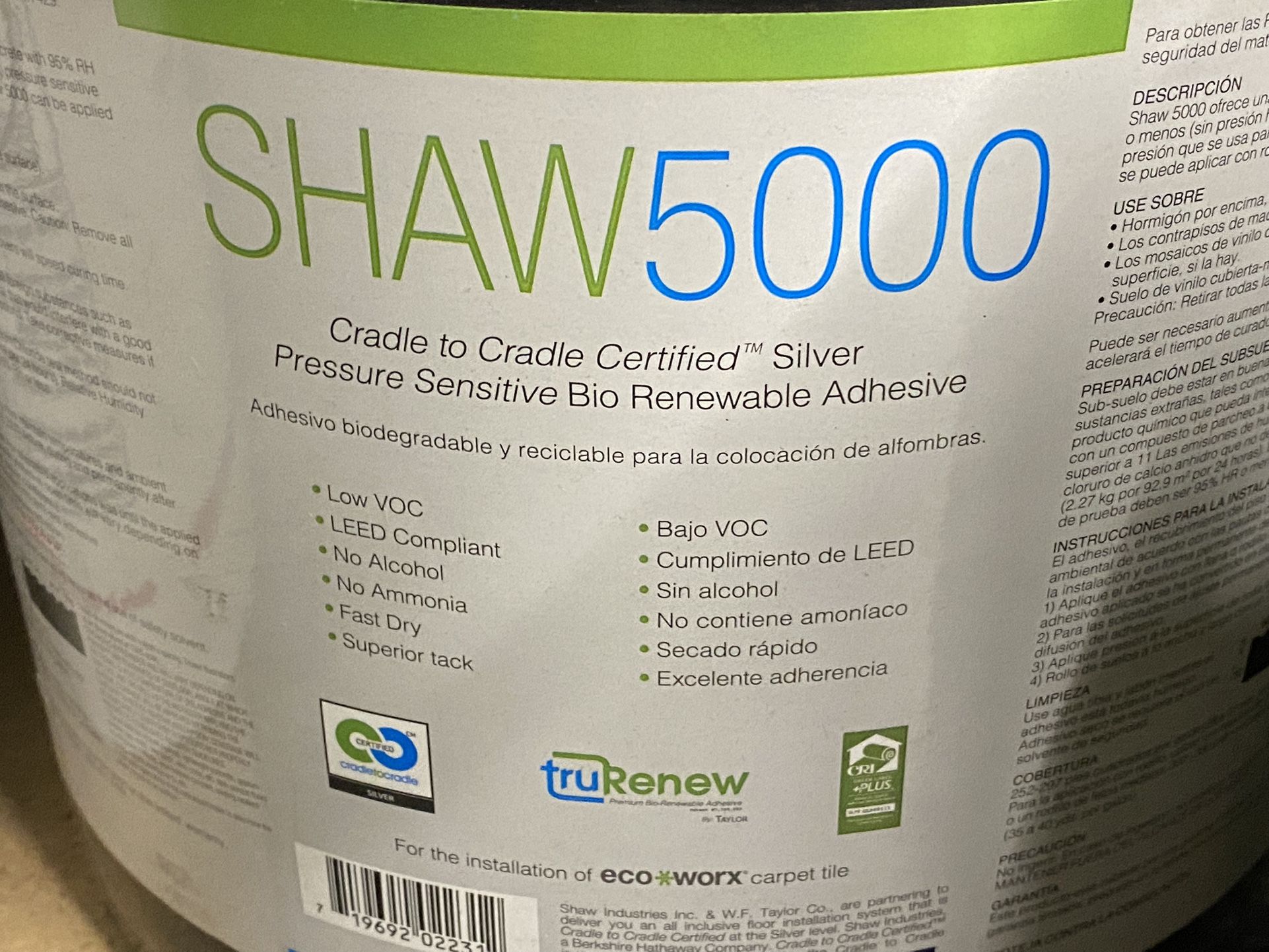 Shaw 5000 Carpet Tile Pressure Sensitive Adhesive