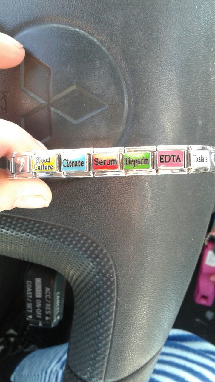 Phlebotomy bracelet, order of draw and color of tube $10