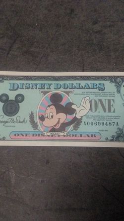 1990 Disney one dollar bill