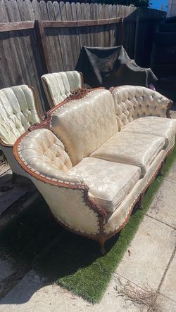 Victorian Style Carved Wood Sofa Set