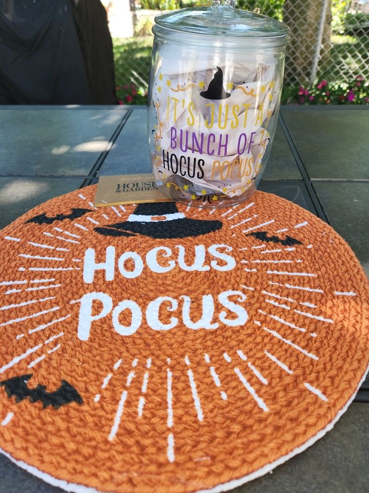 Hocus Pocus Halloween Candy Jar And Placemats