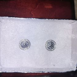 10k SOLID WHITE GOLD & 1ct DIAMOND MERCEDES-BENZ EARING'S ABSOLUTELY NEW NEVER WORN