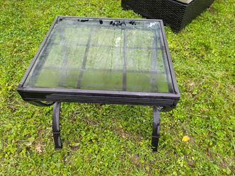 Square Glass Top Outdoor Side Table