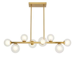8 Lights Mid Century Modern Chandelier Gold Linear Chandelier Dining Room Light Fixtures Over Table Clear Glass Globe Sputnik Chandelier for Living Ro