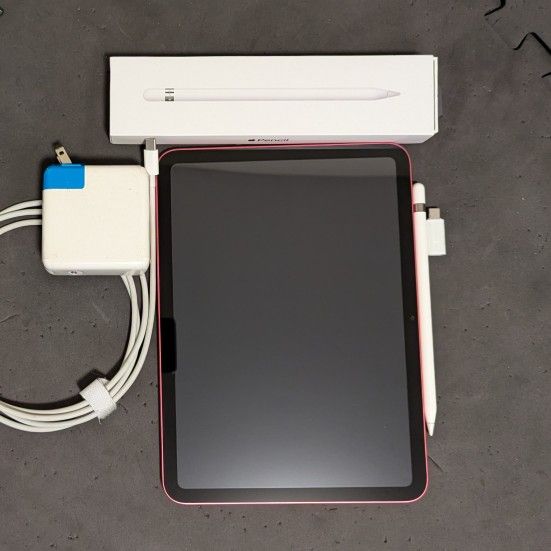 Pink iPad 10, 64 GB, Wi-Fi Only, with accessories