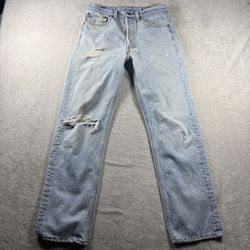 Vintage Levi’s 501 Men’s 30x30 Blue Light Wash 90s Made Is USA Distressed #2751