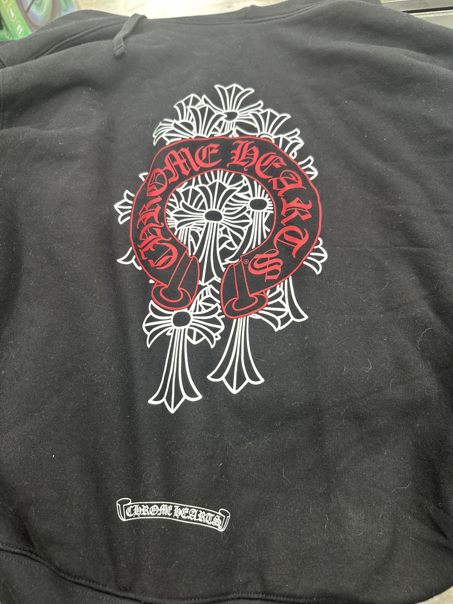 Chrome Hearts Red Horseshoe Logo Zip Up Hoodie