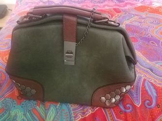 Forest green studded Doctors Bag Vegan purse