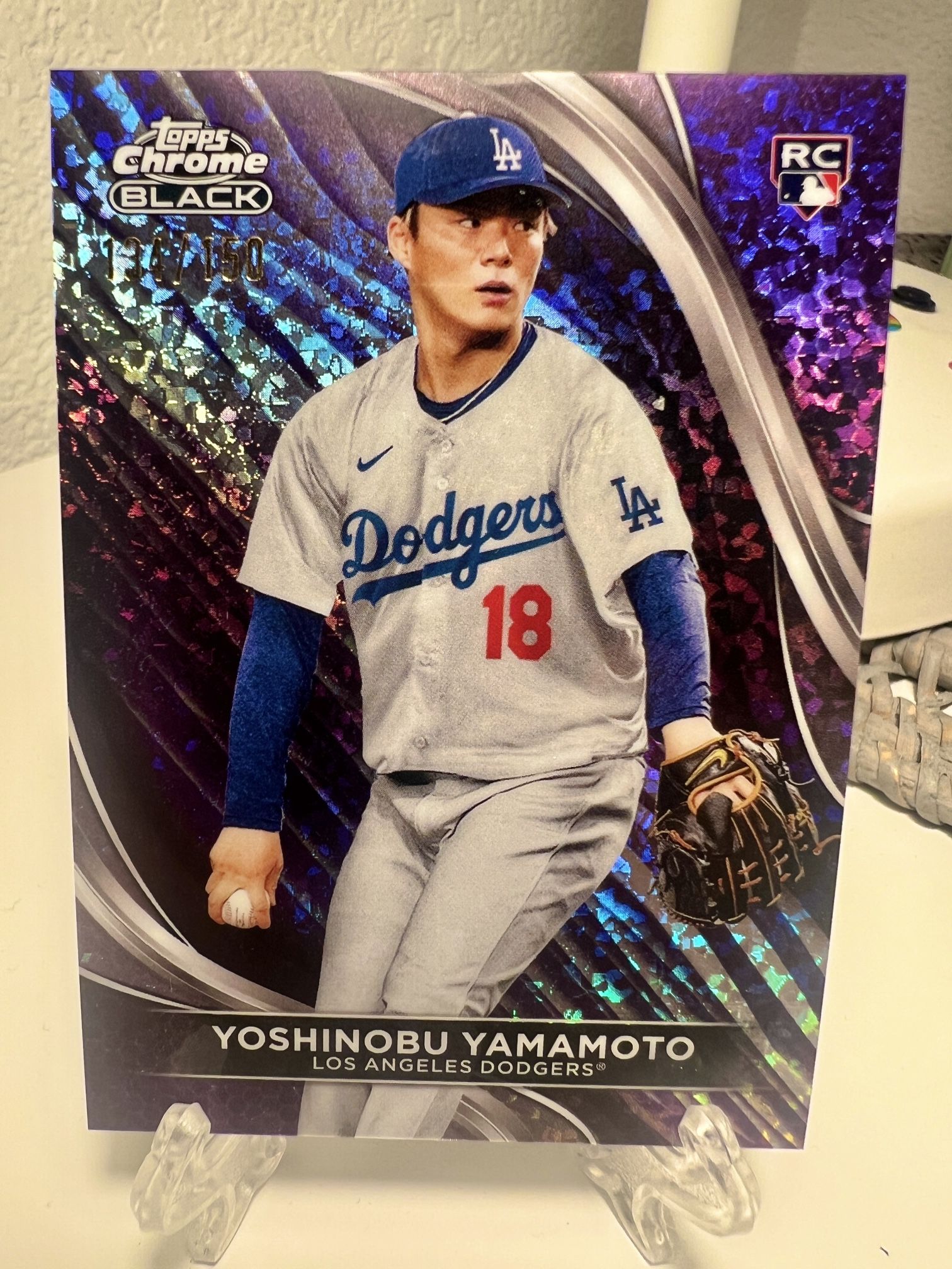2024Topps Chrome Black -Yoshinobu Yamamoto Purple Mini-Diamond Refractor #/150 Dodgers