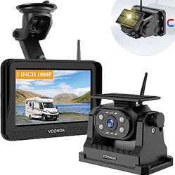Solar Magnetic Wireless Backup Camera, 1080P 5 Inch Monitor Hitch Rear View Back Up Camera System 9600mAh Rechargeable Battery Reverse Camera for Car 