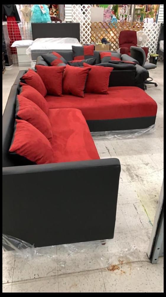 new black And Red  furniture with pillows included