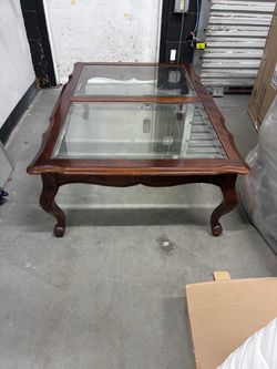 Wood and Glass Top Coffee Table